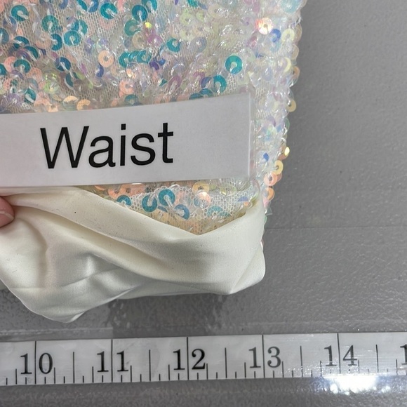 Mable Dress NWT Mini Sequin Sleeveless Scoop Neck Off White Pink Size Small - Picture 14 of 15